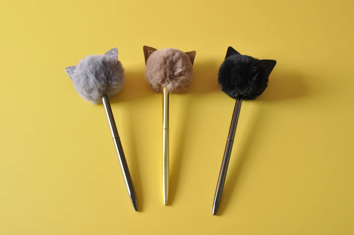 Pom Pom Cat Metal Pen Fluffy Cat Pen