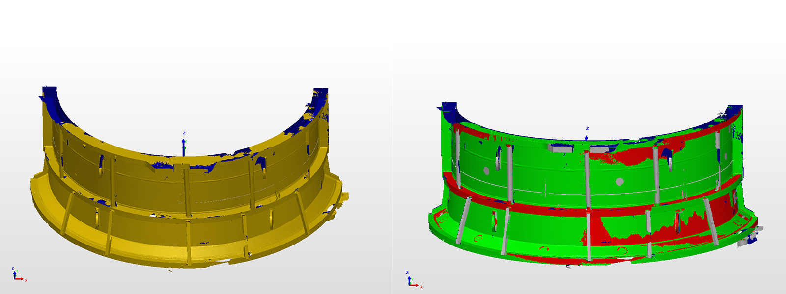 Point clouds, allowance analysis, color map
